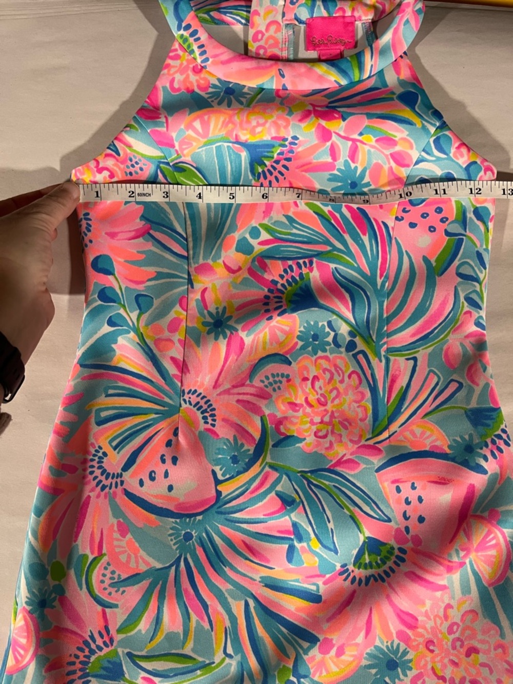 Lilly Pulitzer Girls Sophelia Pink Blue Floral Halter Dress 8 - Picture 10 of 11